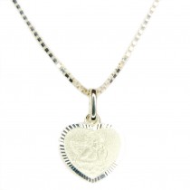 Set Anhänger mit Schutzengel im Herz und Venezianerkette 40cm, Silber 925