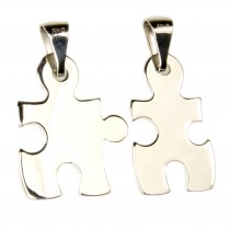 Anhänger, Freundschaftanhänger Puzzle -Teile getrennt, Silber 925, rhodiniert