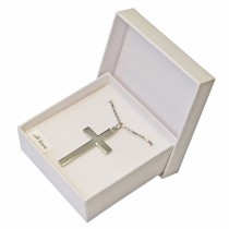Geschenkset Kreuz mit Kette in Box 40 x 20 mm, Silber 925 rhodiniert