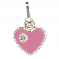 Kinderschmuck, Anhänger, rosa pink Herz mit Zirkonia Stein, Silber 925