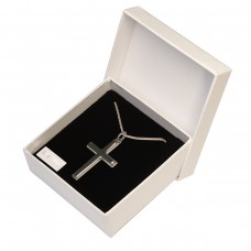 Geschenkset Anhänger Kreuz mit Kette und Box 35 x 18 mm, Silber 925 rhodiniert